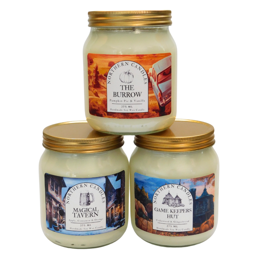 Wizarding World Inspired Candle Set - 3x Scented Candles